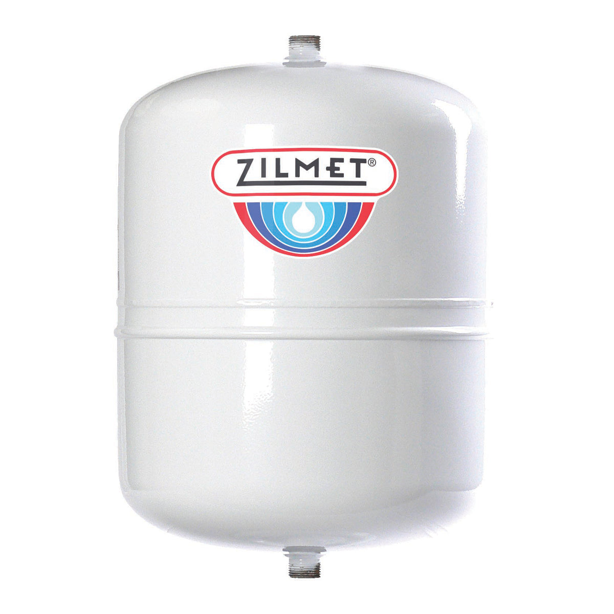 White cylindrical water tank Zilmet Solar 18 litre Expansion Vessel on a white background
